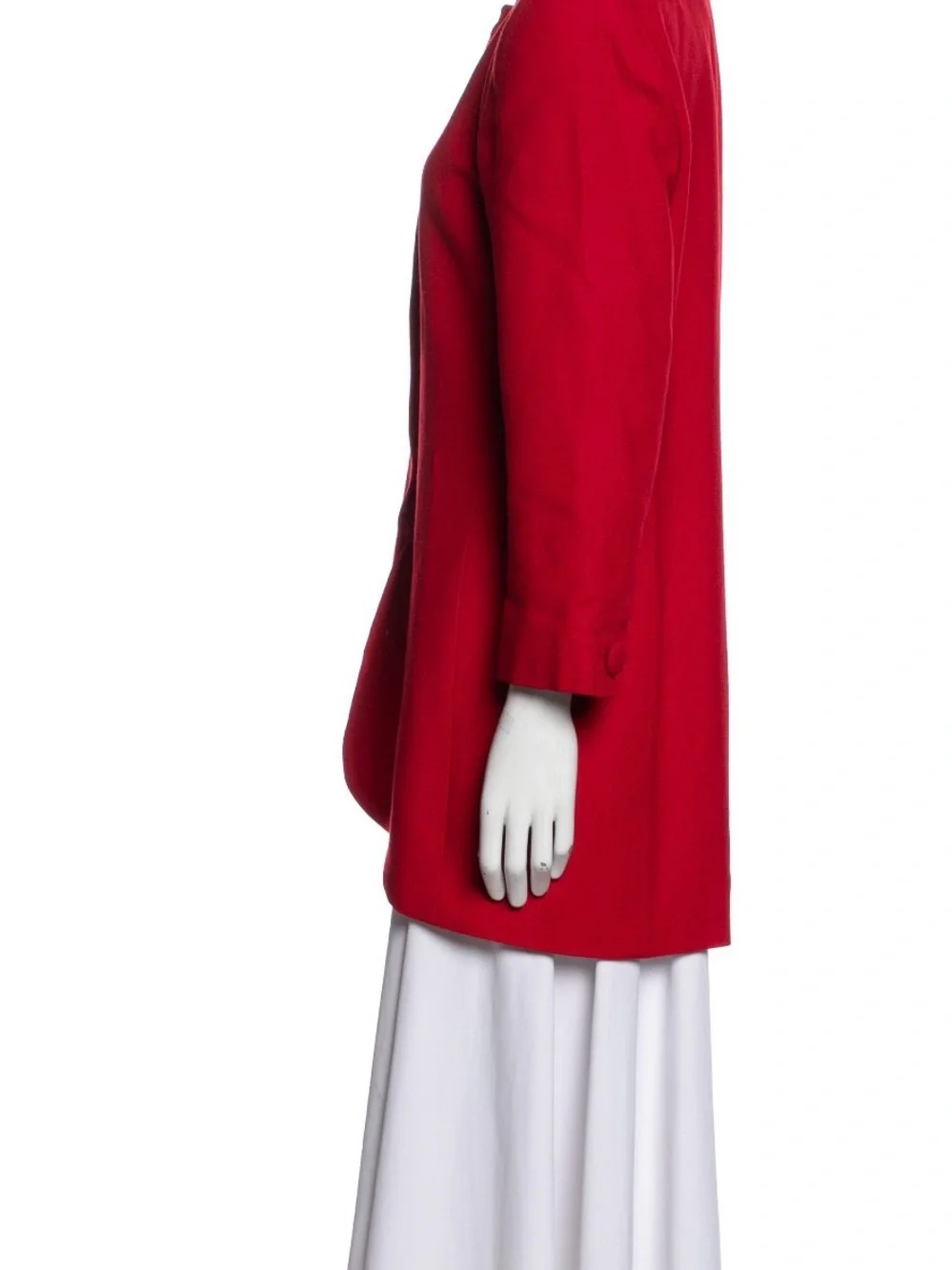 Dior Vibrant Red Scallop-Hem Long Blazer